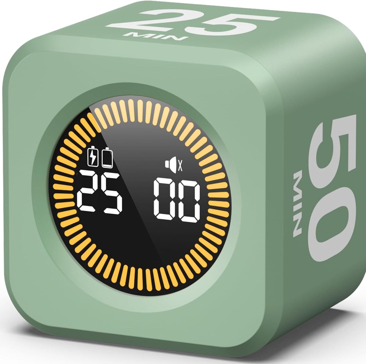 KADAMS Pomodoro Timer – Visual Cube with 5/10/30/60 Min Presets, LED Countdown Ring & Count Up Mode, Silent Flip Productivity Timer for Study, Classroom, Office, Cooking