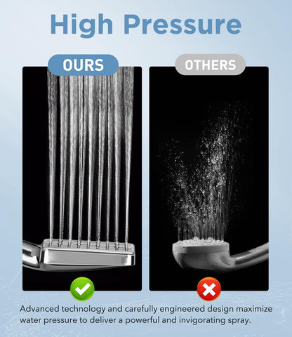 MakeFit Filtered Shower Head Black - 6 Modes High Pressure Handheld Shower Head with Filter Mineral Beads, Detachable Handheld Showerhead Set with Stainless Steel Hose and Shower Arm Bracket