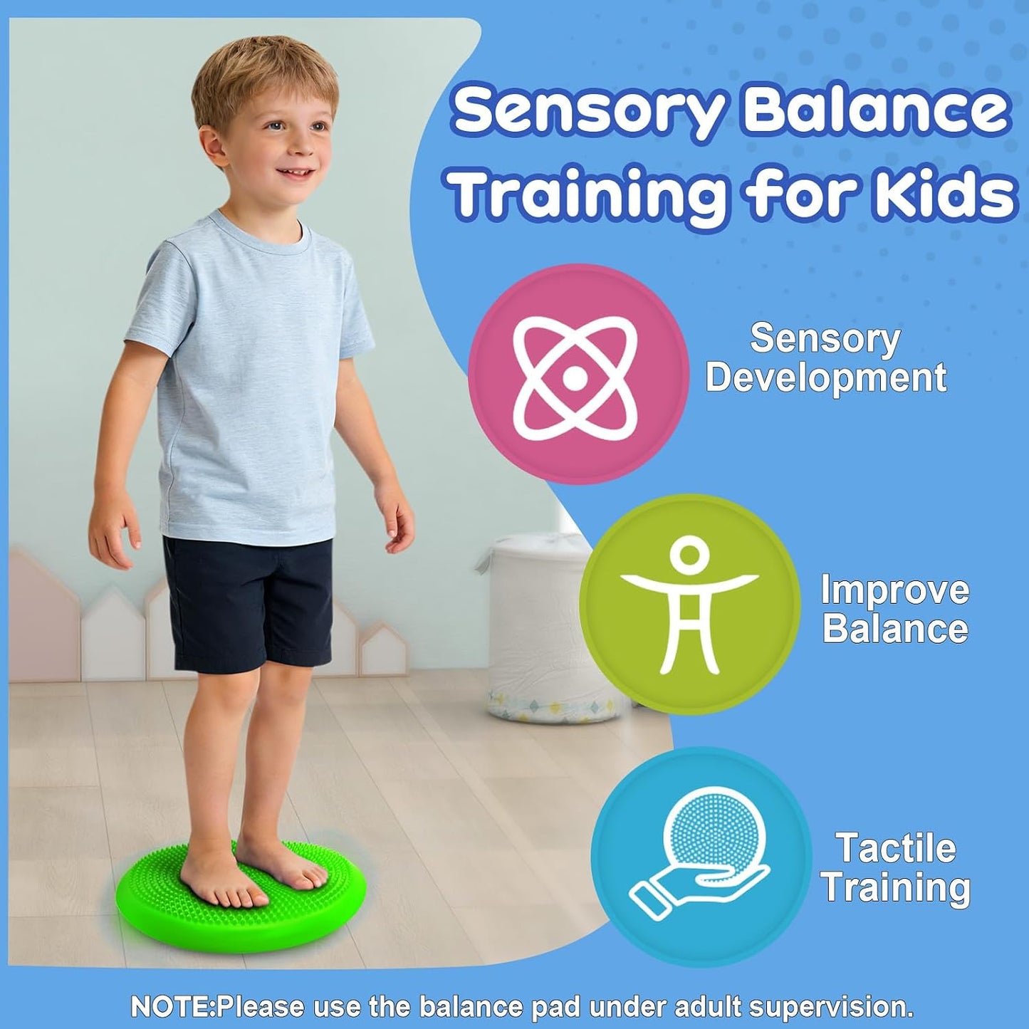 Wiggle Seat Cushion,Fimeetoy Sensory Spinning Chair,ADHD Tools for Kids,Flexible Seating Classroom & Home,Inflatable Wobble Balance Disc-Blue
