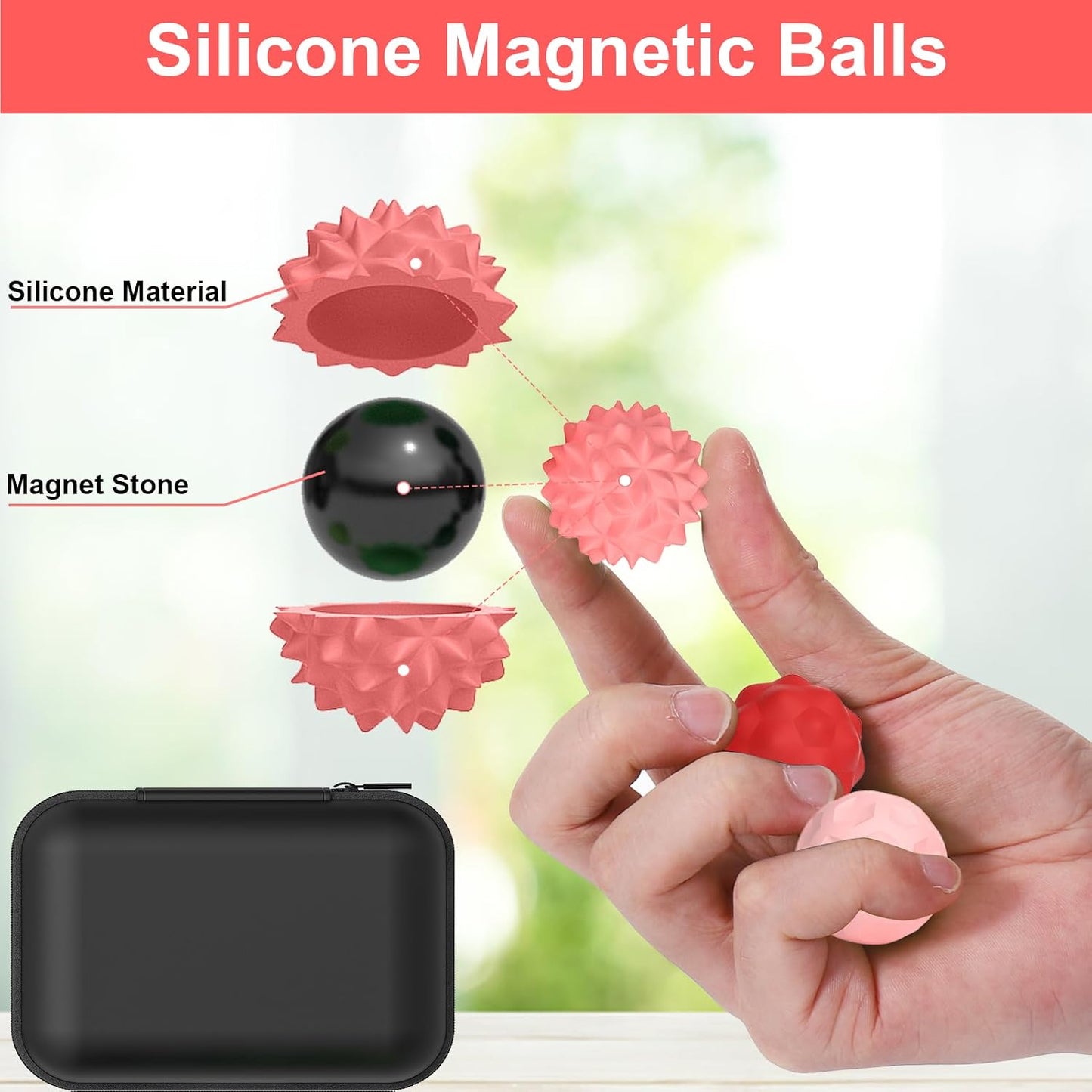 BUSOHA Silicone Fidget Balls - 4 Pack Fidget Toys Adults Sensory Toys Stress Balls for Adults Teens Gifts for Calming,Autism and ADHD Office