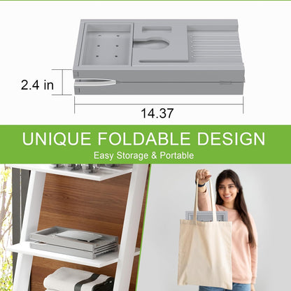 Artmalle Luxury Bathtub Caddy Tray for Tub - Foldable Bamboo Bath Table Tray with Book and Wine Glass Holder, Expandable Bathroom Accessories for Spa or Reading Lite Style