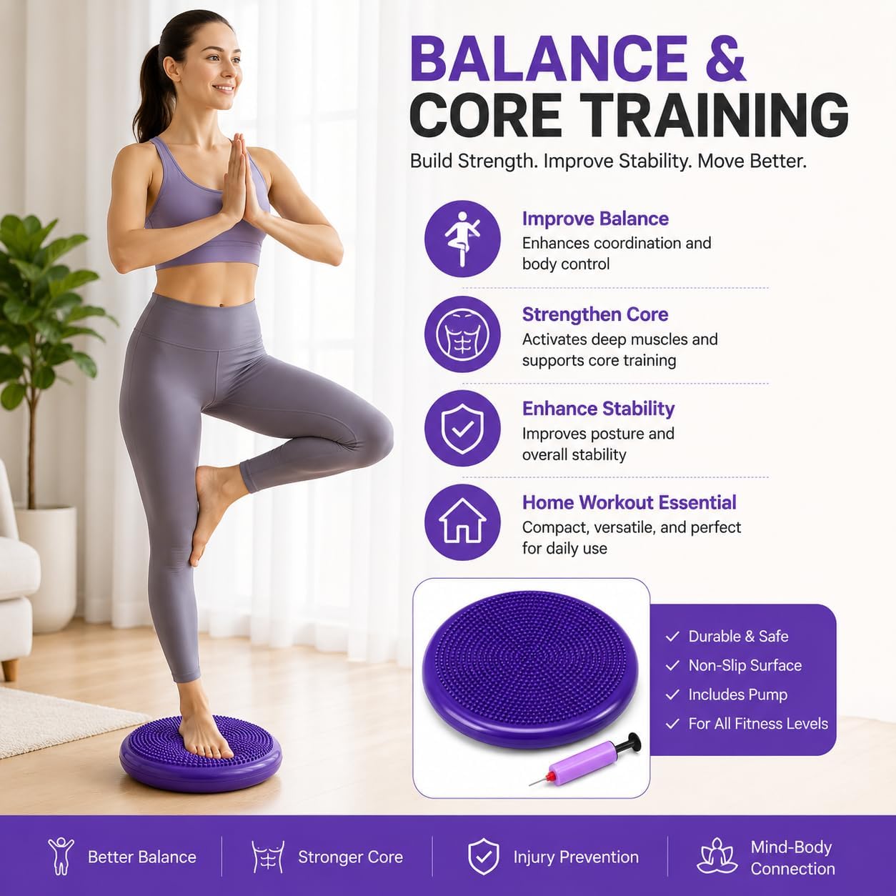 Hanstuten Wobble Seat Cushion & Core Balance Disc - Rubber Wiggle Seat for Active Sitting, Office Desk Chair, and Core Strength Training