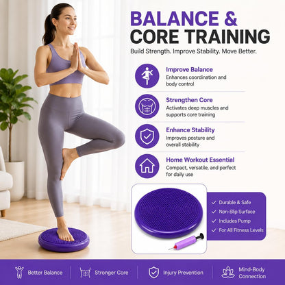 Hanstuten Wobble Seat Cushion & Core Balance Disc - Rubber Wiggle Seat for Active Sitting, Office Desk Chair, and Core Strength Training