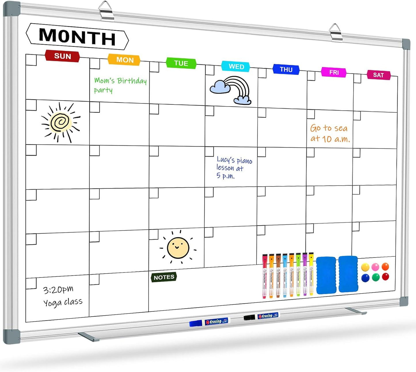 Dry Erase Board Calendar for Wall, 36" x 24" Monthly Whiteboard