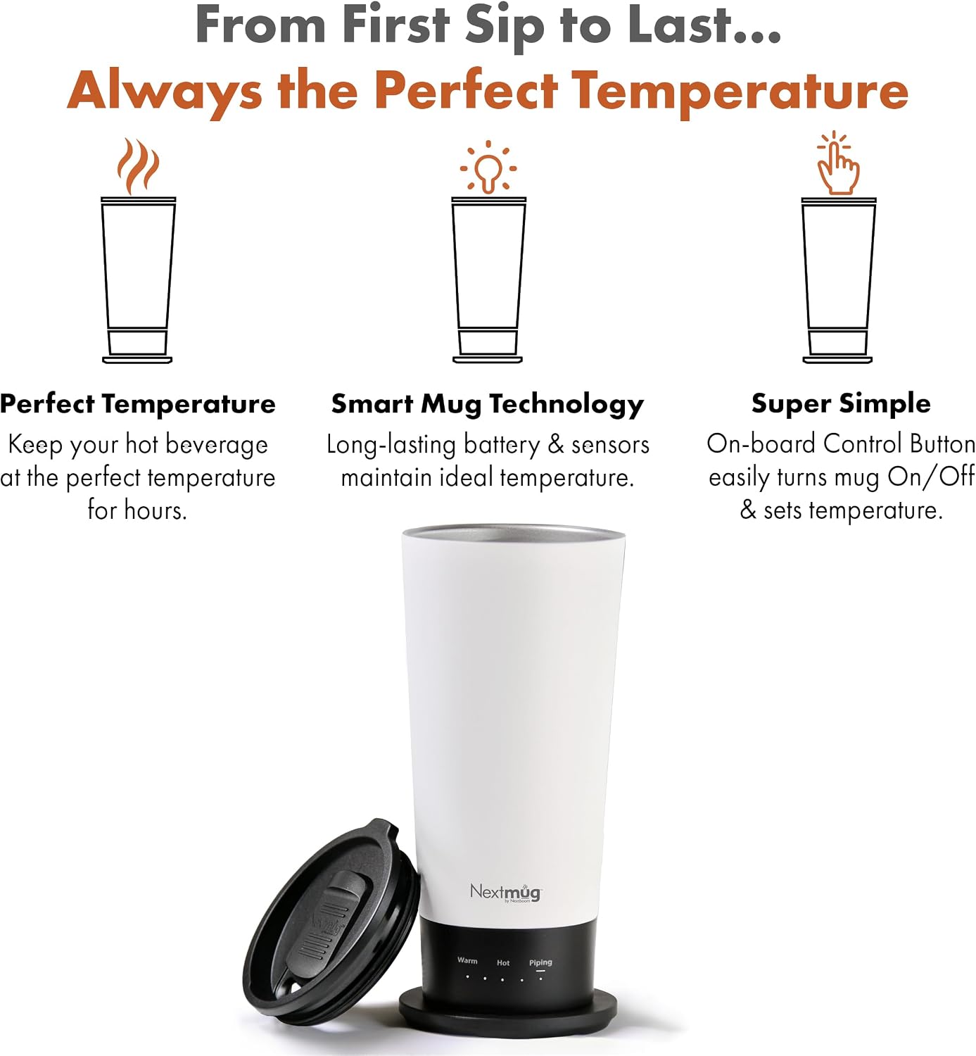 Nextmug Go - Temperature-Controlled, Self-Heating Travel Mug (Burgundy - 16 oz.)