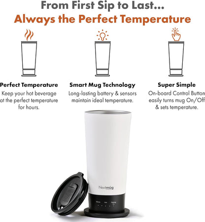 Nextmug Go - Temperature-Controlled, Self-Heating Travel Mug