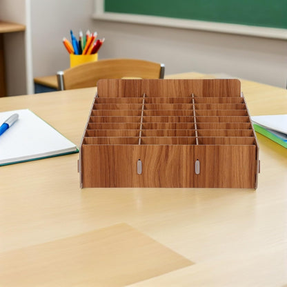 24 Slot Wooden Cell Phone Organizer Box for Classroom Meetings