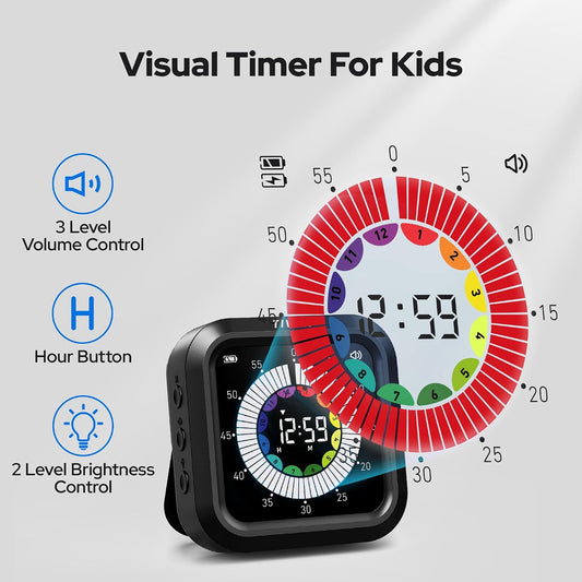 Visual Timer for Kids with Color Display Kitchen Timer 1500mAh Battery