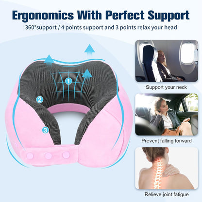 Cirorld Neck Pillow for Traveling, Travel Pillows for Airplanes,100% Pure Memory Foam Travel Neck Pillow, Adjustable Flight Pillow, Portable Plane Accessories with Eye Mask, Earplugs, Carry Bag