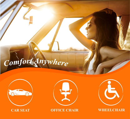 kingphenix Premium Car Seat Cushion, Memory Foam Driver Seat Cushion to Improve Driving View- Coccyx & Lower Back Pain Relief - Seat Cushion for Car, Truck, Office Chair (Leather Black)