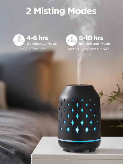 InnoGear Aromatherapy Diffuser, 150ml Ceramic Diffuser Mother's Gift Ultrasonic Humidifier Cool Mist Essential Oil Diffusers for Home Air Diffuser with 2 Mist Modes Waterless Auto Off, White