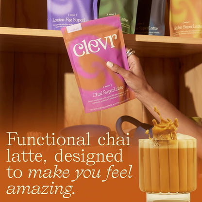 Clevr Pistachio Matcha SuperLatte, Organic Ceremonial Grade, Instant Superfood Powder Blend with Lions Mane, Reishi Mushroom, Coconut Cream, Ashwagandha, Serve Hot or Iced (14 Lattes)