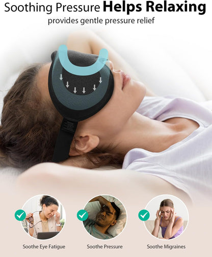 MABAO Weighted Sleep Mask - 100% Blackout Eye Mask for Sleeping for Women Men, 3D Contoured for Lash Extension, Zero Eye Pressure Memory Foam Cover, Soft Gentle Pressure Blindfold for Travel - Black