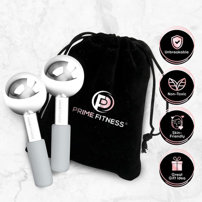Ice Globes for Facials | Unbreakable Steel Cooling Roller | Cryo Sticks for Face | Massager for Face Neck & Eyes | Skin Care for Dark Circles, Puffiness, Wrinkles, Collagen Production (White)