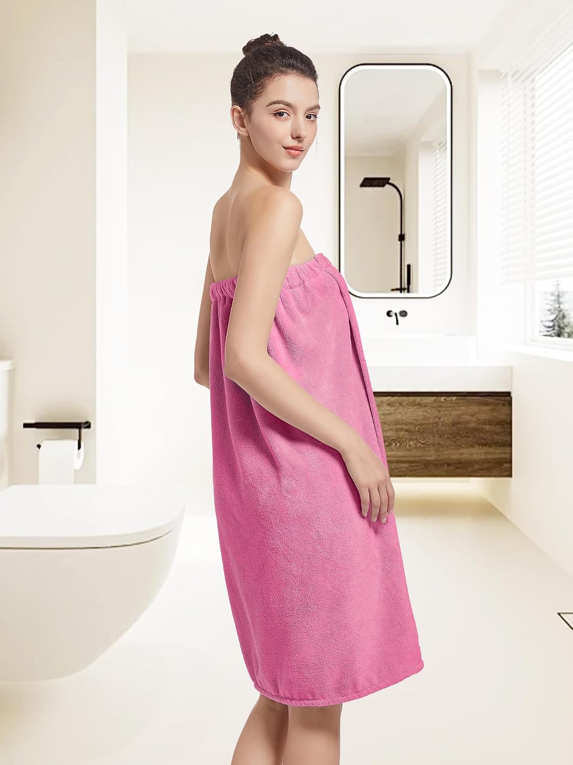 Women'S Soft Wrap Towel Full Length，Bath Robe After Shower Female Plush Long，Spa Bathrobes Lightweight With Pockets