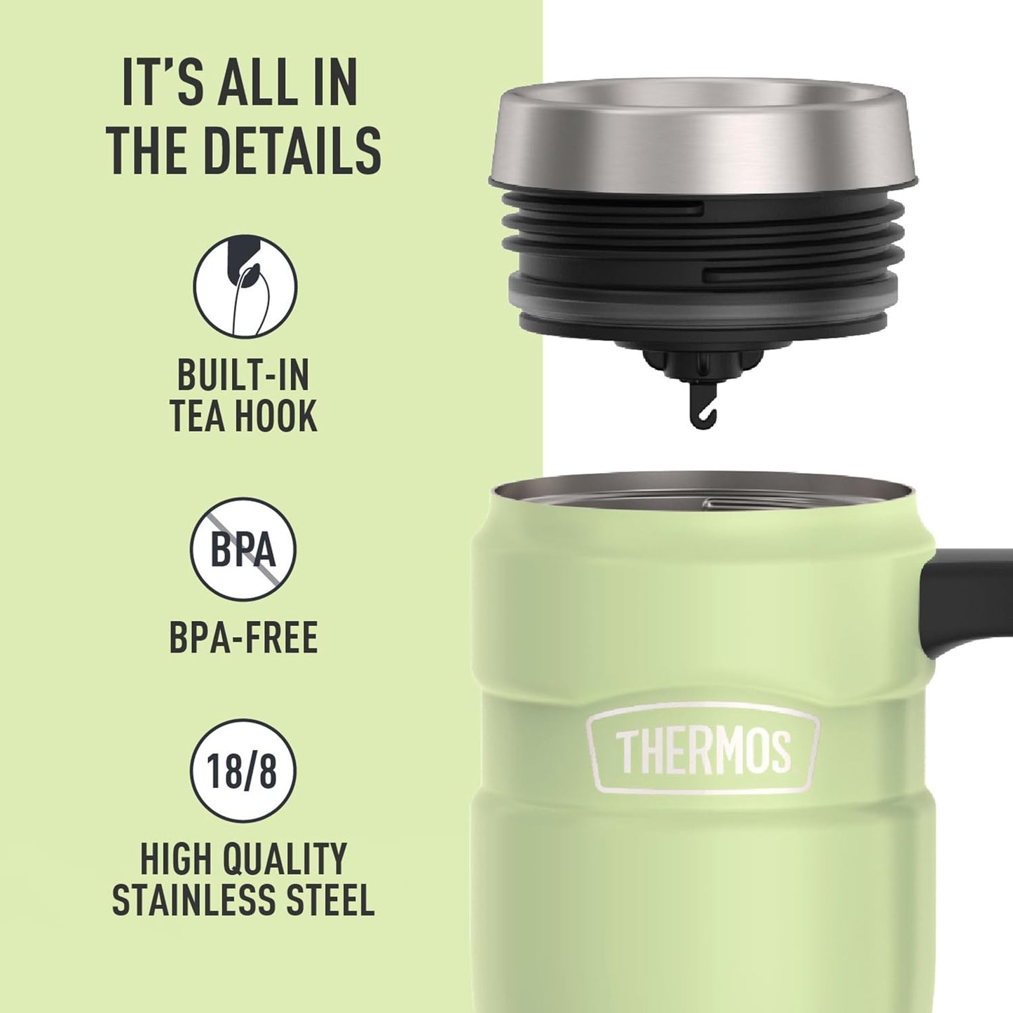 THERMOS Stainless King Vacuum-Insulated Travel Tumbler, 16 Ounce, Matte Steel