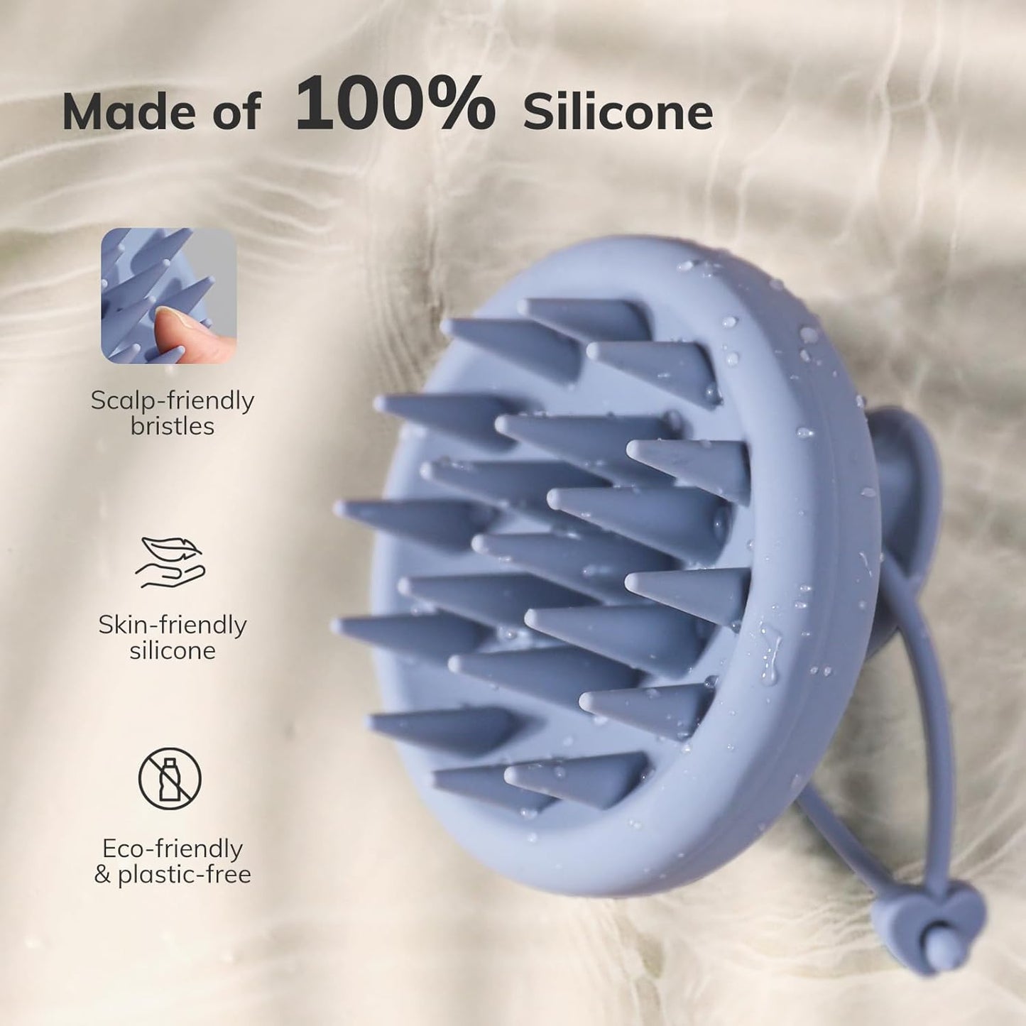 Sndyi Silicone Scalp Massager Shampoo Brush, Hair Scrubber with Soft Silicone Bristles, Scalp Scrubber/Exfoliator for Dandruff Removal, Wet Dry Scalp Brush for Hair Growth & Scalp Care, Oatmeal