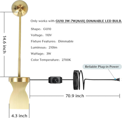 Solfres Patented Innovative Design Headboard Reading Light. No Drilling Golden Book Light for Bedtime Reading. Dimmable LED Book Reading Lamp with Bulb. Movable & Flexible, Black