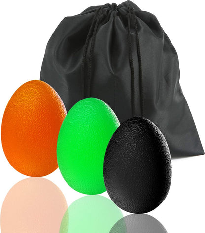 Hand Squeeze Stress Balls Set with Carry Bag 3 Resistance, Finger Wrist Arthritis Therapy Rehab Exerciser, Carpal Tunnel, Stroke Rehabilitation Equipment
