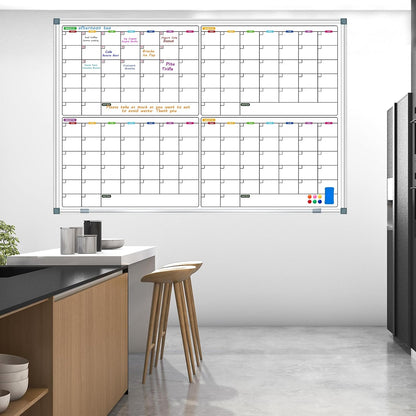 Magnetic Dry Erase Board Calendar for Wall 36" x 24", Monthly Calendar Whiteboard for Wall, Planning Board Bulletin Board Portable Board for Office, School, Home, Kitchen, Planning, Memo