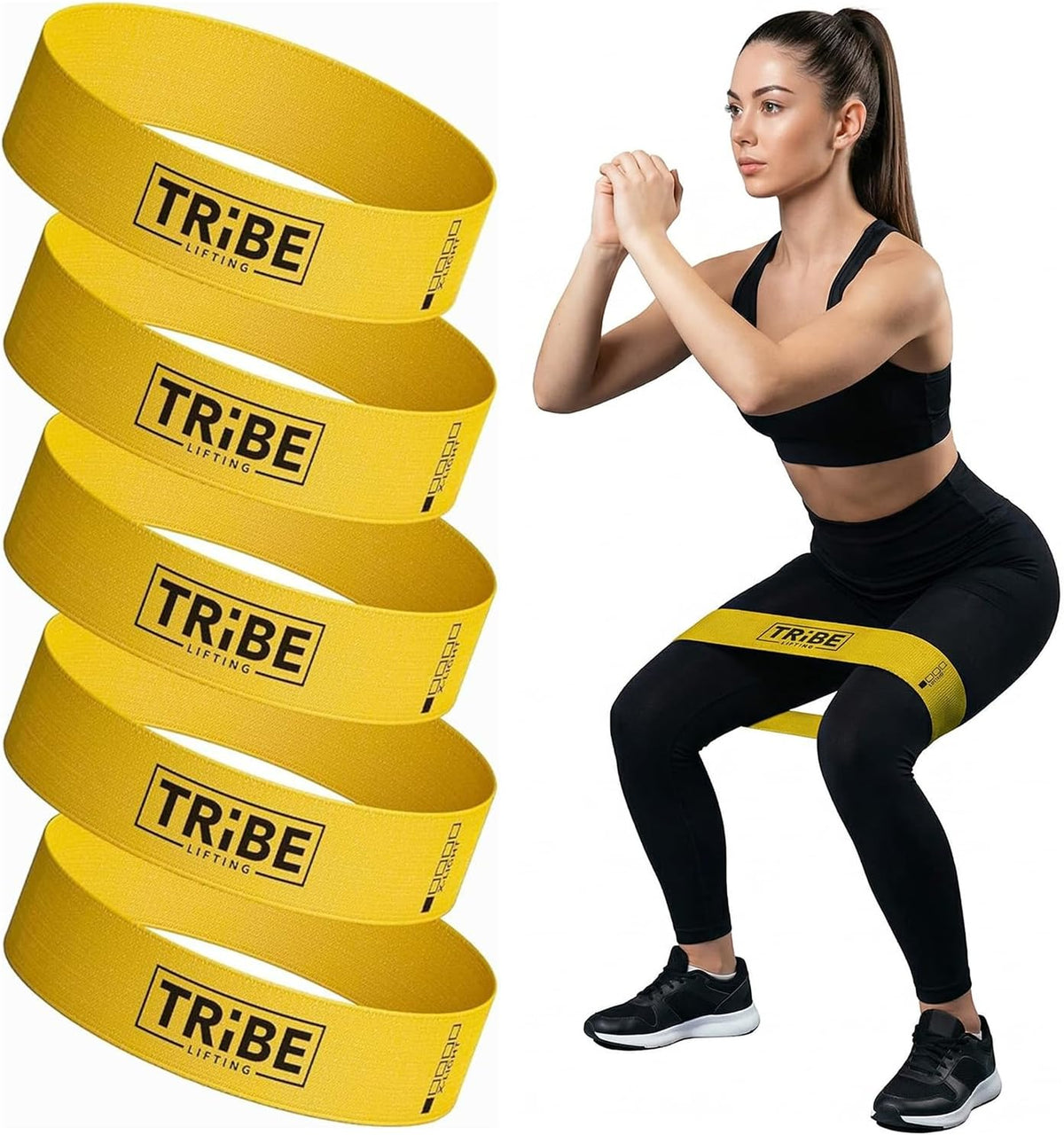 Fabric Resistance Bands for Working Out, 5-Band Set for Legs and Glutes