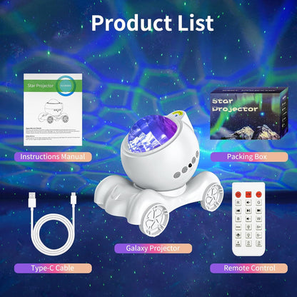 ENOKIK Galaxy Projector, Star Aurora Projector Built-in Bluetooth Speaker, Night Light for Kids Adults, White Noise Light for Home Decor/Relaxation/Party/Music/Gift (Black)