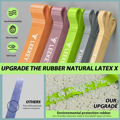 LEEKEY Pull Up Assistance Bands,5-125LB Resistance Bands with Grip、Door Anchor、Gym Bag - Exercise Bands for Full-Body Training, Fitness, Physical Therapy -USA Original Patent