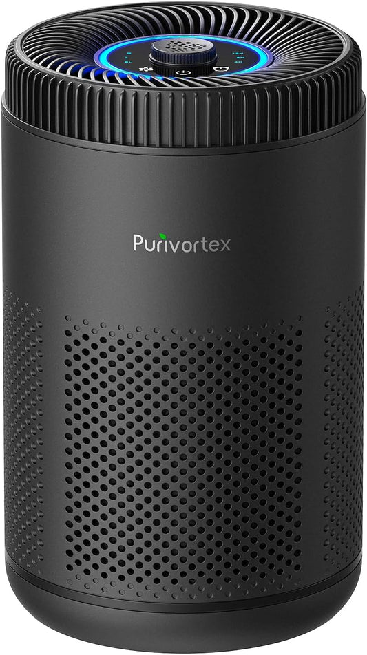 Purivortex Air Purifier for Bedroom, HEPA Air Purifier for Smoke, Dust, Pollen, Pet Dander, Odor & Hair, Quiet Portable Air Cleaner with Sleep Mode, Covers Up to 540 Sq Ft, AC300 Pro White