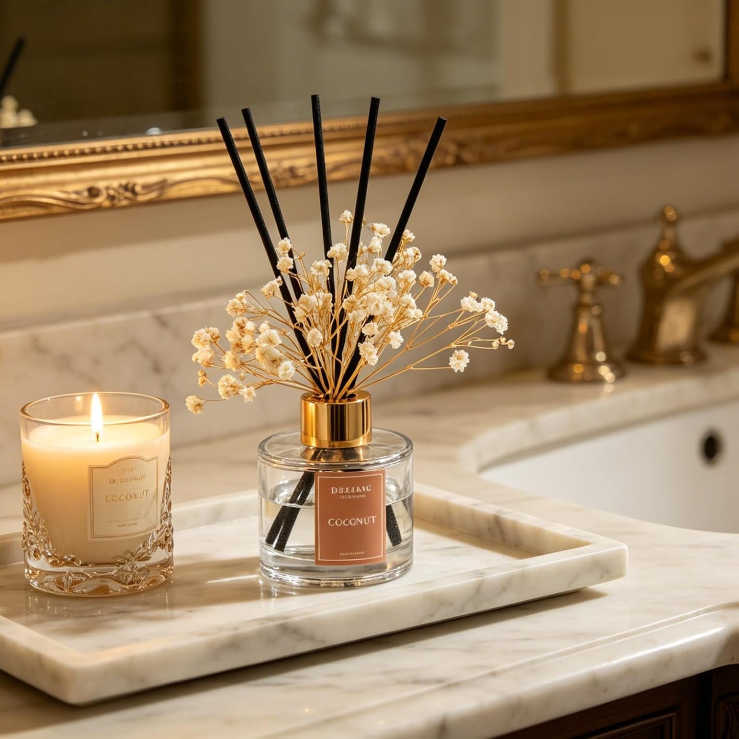 Reed Diffuser Set, Coconut 3.38 fl oz Oil Home Fragrance Bathroom Decor
