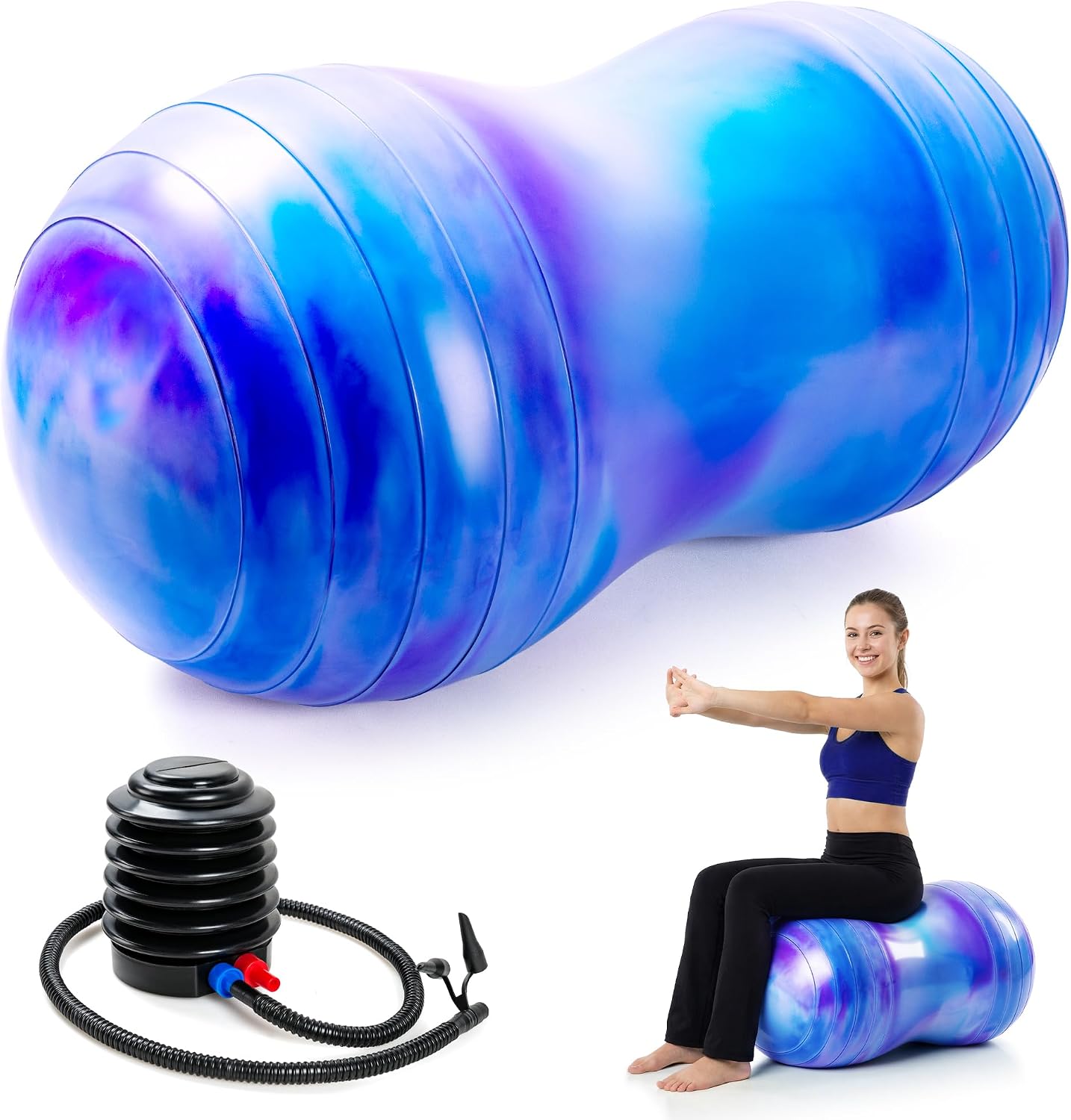 18’’/20’’ Peanut Ball for Kids & Adults, Anti-Burst Exercise Ball for Autism Sensory Training, Pregnancy & Physical Therapy, Yoga Balance Ball Chair for Fitness.