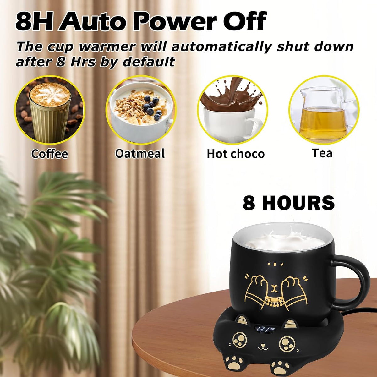 PUSEE Mug Warmer,Coffee Warmer for Desk Candle Warmer Auto Shut Off,Coffee Cup Warmer with 3 Temp Settings,Electric Beverage Warmer Plate for Coffee,Tea,Water Milk and Cocoa(Not Include Cup)
