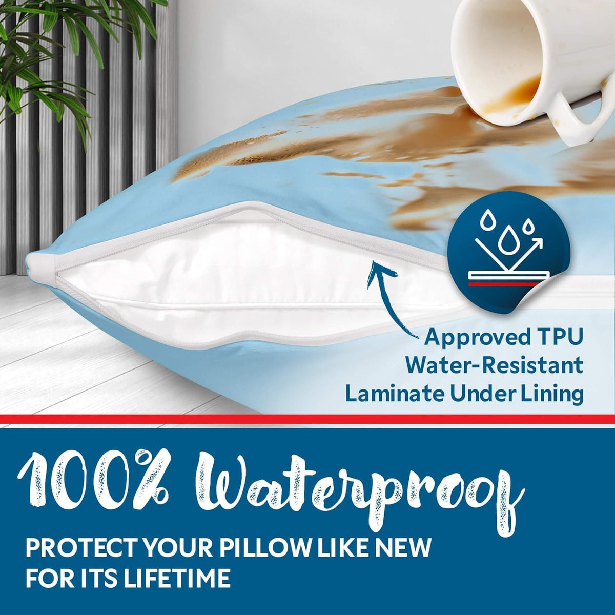 Guardmax Jersey Knitted Pillow Protector with Zipper Standard Size - 4 Pack -100% Waterproof, Bed Bug Proof, Dust Mite Proof, & Hypoallergenic Pillow Covers - Premium Zippered Pillow Cases. (20 X 26)