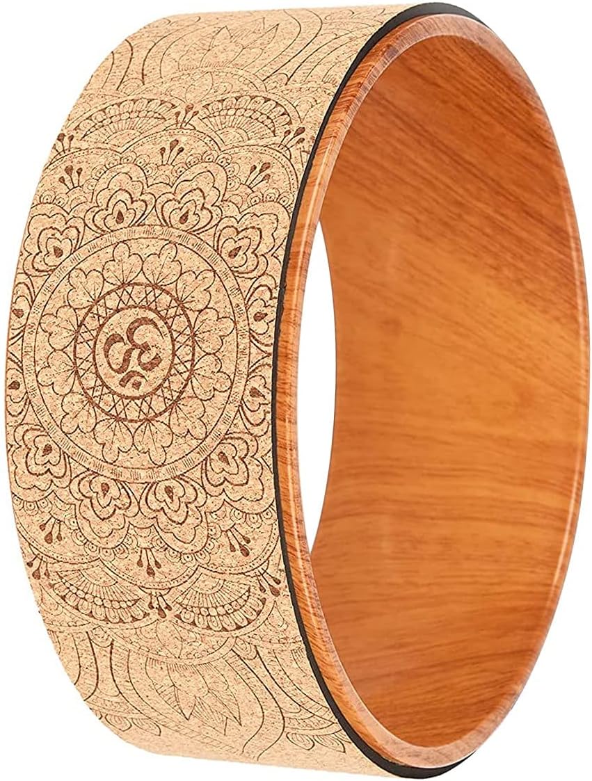 Cork Yoga Wheel for Stretching Flexibility Back Bends Deepen Yoga Pose Backbend Brown 5" x 12"