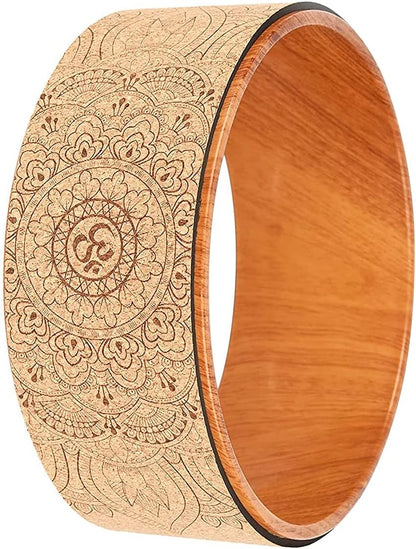 Cork Yoga Wheel for Stretching Flexibility Back Bends Deepen Yoga Pose Backbend Brown 5" x 12"