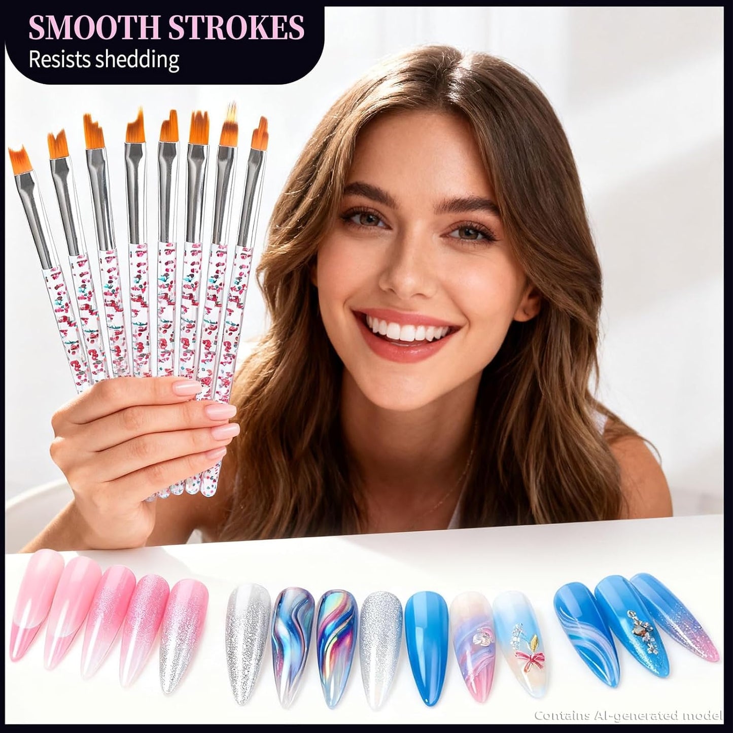Artdone 31pcs Nail Art Brushes, Nail Art Tool Set, Dotting Tools, Dust Brush,Striping Brushes for Long Lines, Drawing Pen For Gel Polish Design supply