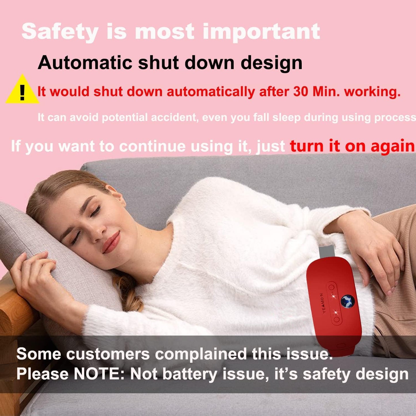 Portable Cordless Heating Pad, Electric Waist Belt Device, Fast Heating Pad with 3 Heat Levels and 3 Massage Modes, Back or Belly Heating Pad, Gift for Her, Women and Girl