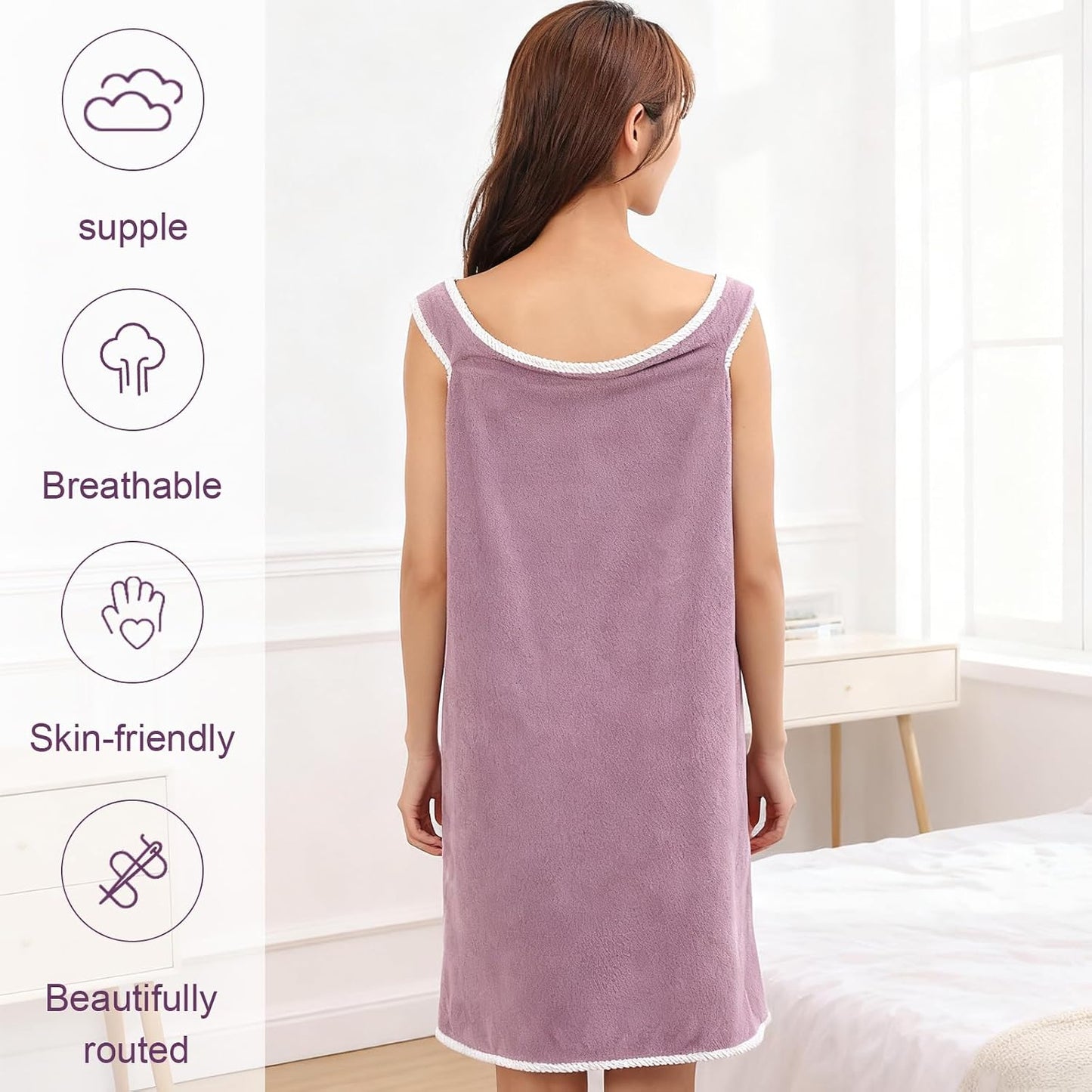 Women's Wearable Towel Bathrobe,Plus Size Wearable Shower Skirt,Quick Dry Absorbent Bath Towel for Comfortable Home Spa Body,Green, 53x31in/50-70kg