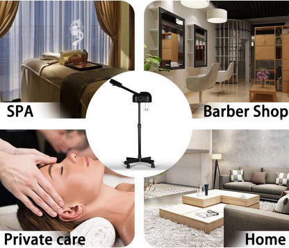 Professional Facial Steamer, Hot Mist Spray, Vaporizador Facial Steamer for Esthetician, Height Adjustable, SPA at Home, White