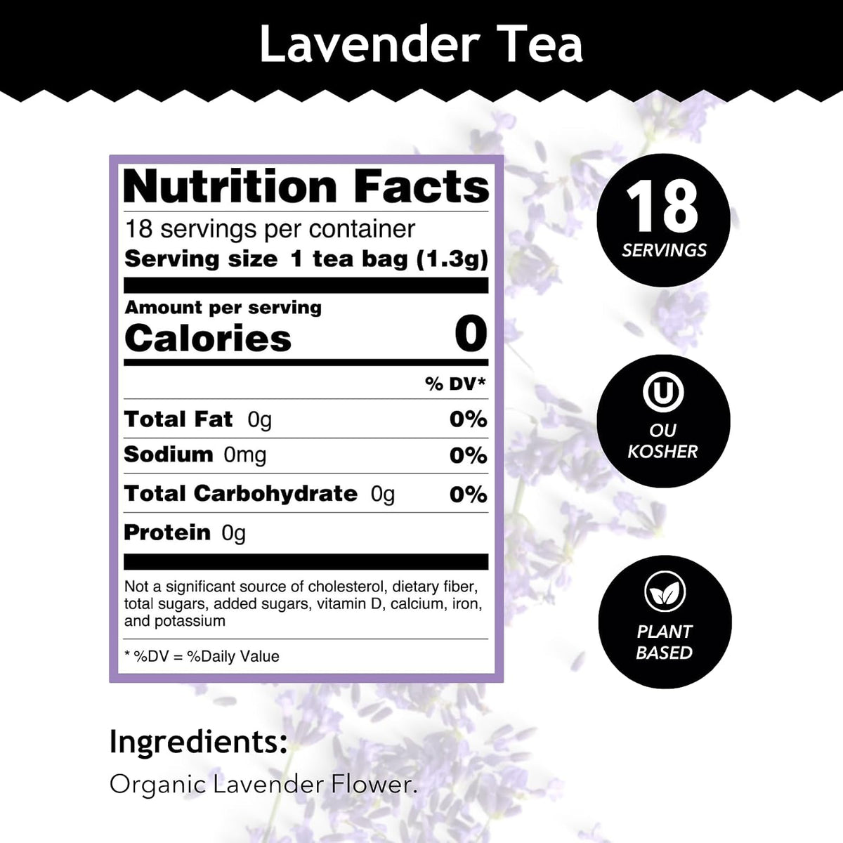 Buddha Teas Organic Lavender Tea - Herbal Tea, Microplastic & Caffeine Free
