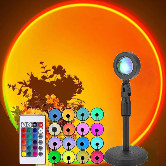 Floor Sunset Lamp Projector, 16 Colors Multicolor USB LED Night Light, 180 Degree Rotation Rainbow Lights for Bedroom, Photography, Party, TIK Tok Live, Christmas Light