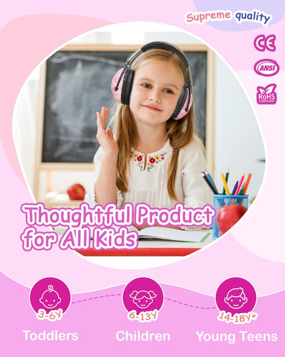 ZOHAN EM030 Kids Ear Protection, Noise Cancelling Headphones Ear Muffs for Autism Sensory, Safety Noise Reduction Hearing Protection for Monster Truck/Concerts/Fireworks/Air Shows