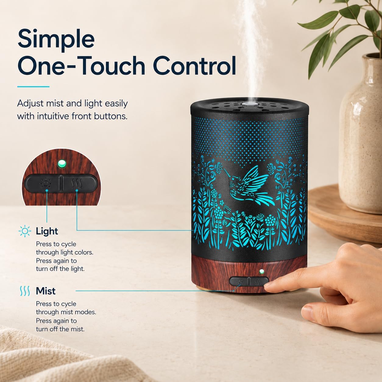 Essential Oil Diffuser, Ultrasonic Diffuser for Essential Oil, Cool Mist Humidifier Aromatherapy Diffuser with 7 Color Lighting Changing Modes, Waterless Auto Shut-Off for Home（Flower Fairy）