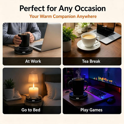 BESTINNKITS White Smart Coffee Auto On/Off Gravity-Induction Mug Office Desk Use, Candle Wax Cup Warmer Heating Plate (Up to 131F/55C)