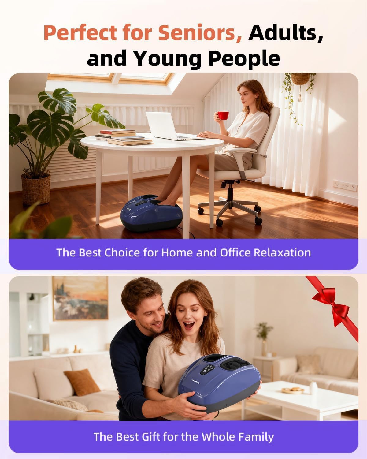 Foot Massager with Heat,Shiatsu Deep Kneading Massager for Plantar Fasciitis, Foot Massage Machine with Multi Massage Modes & Remote Control for Pain Relief (Purple)