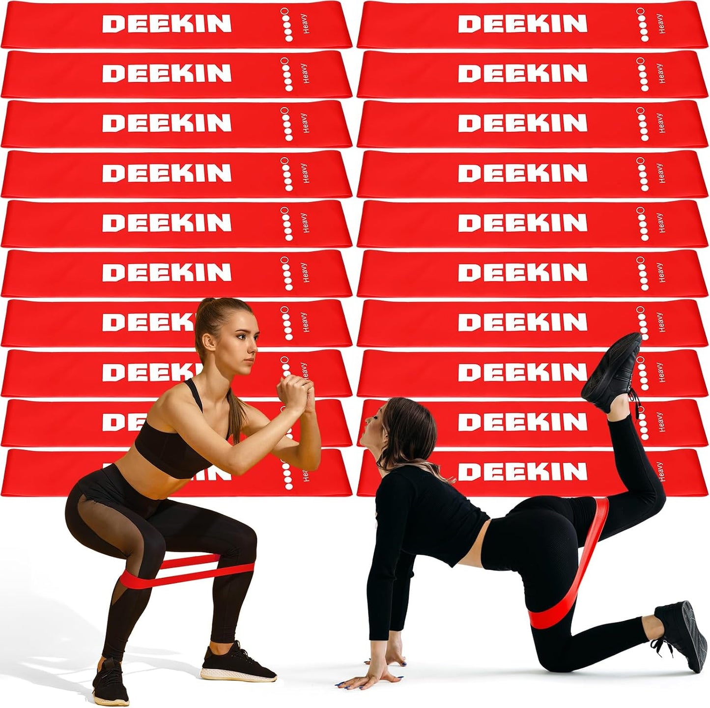 Deekin 20 Pcs Resistance Bands Resistance Loop Exercise Bands Exercise Equipment Elastic Drap Ring for Women and Men Home Fitness, Gym, Yoga