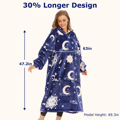 THREE POODLE Wearable Blanket Hoodie for Women, Oversized Sherpa Sweatshirt Blanket for Adults Men, Cozy Hooded Blankets, Gifts for Teen Girls Women Mom Sister