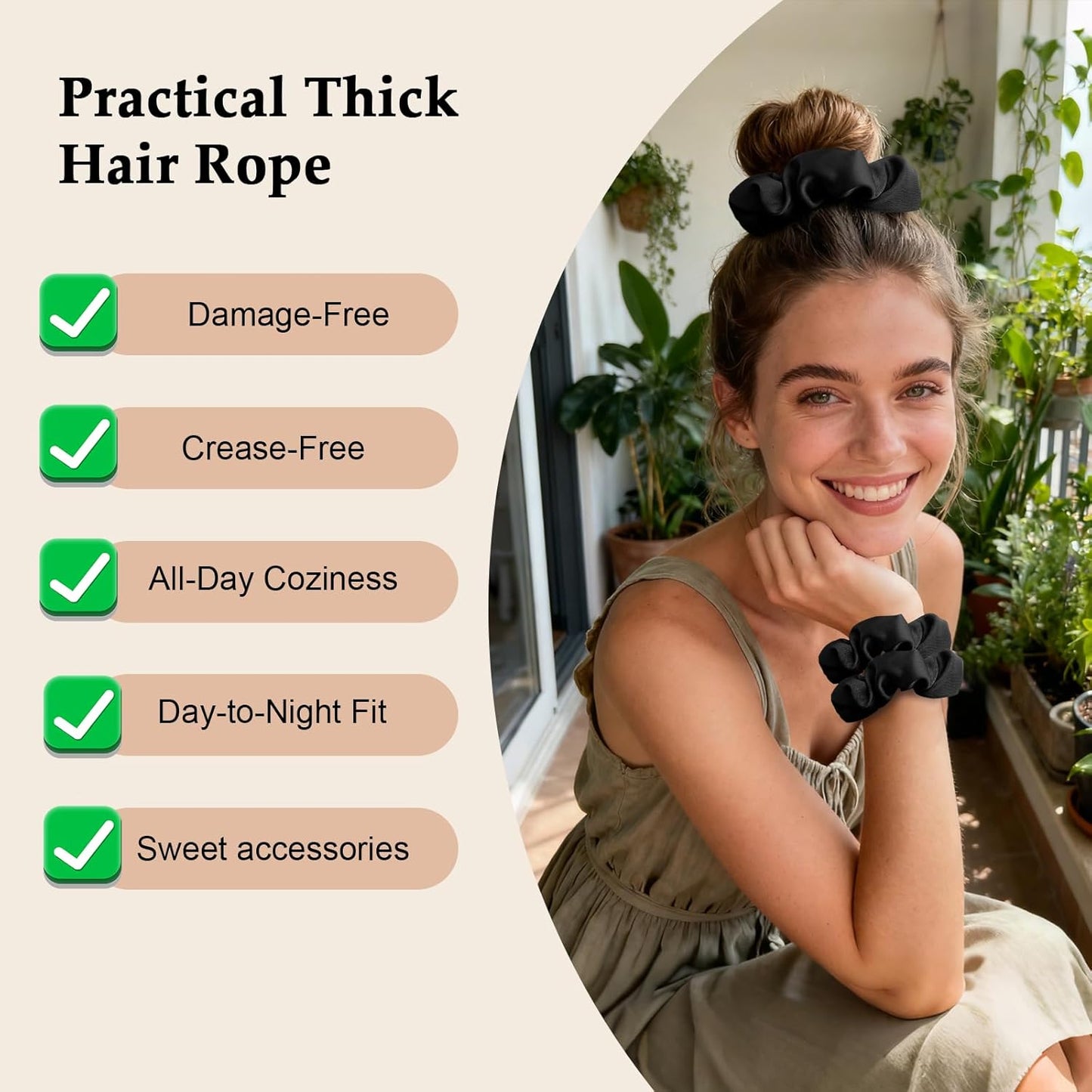 Satin Scrunchies for Women – 8PCS Blush & Brown Silk Hair Ties Set – No Crease, Frizz-Free, Gentle Elastic Hair Bands, Soft & Stylish Everyday Hair Accessories Gifts
