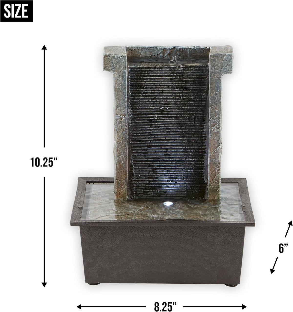Zingz & Thingz Zen Collection Resin Tabletop LED Water Fountain, Four-Tier, 9.5x9.5x10