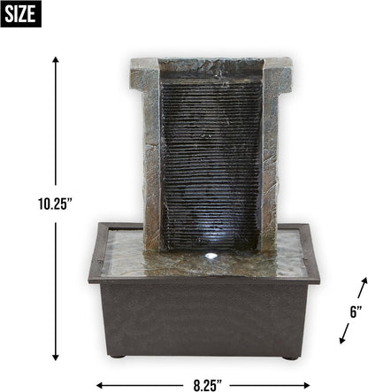 Zingz & Thingz Zen Collection Resin Tabletop LED Water Fountain, Four-Tier, 9.5x9.5x10