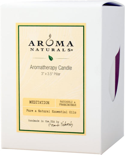 Aroma Naturals Essential Oil Orange and Lemongrass Scented Pillar Candle, Ambiance, 2.5 inch x 4 inch, Yellow